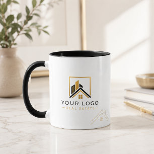 Luxus-Logo für Immobilien in Schwarz und Gold Tasse