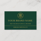 Luxus-Logo Grün Gold QR-Code Visitenkarte (Vorderseite)