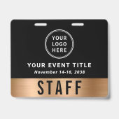 Luxus-Logo-QR-Code Schwarz Gold Event-Zugangs-Pass Ausweis (Vorderseite)