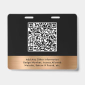Luxus-Logo-QR-Code Schwarz Gold Event-Zugangs-Pass Ausweis (Rückseite)