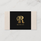 Luxus-Logo R in Gold auf schwarzer Visitenkarte (Vorderseite)