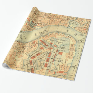 Luxus London Fluss Thames Vintage-Karte Geschenkpapier