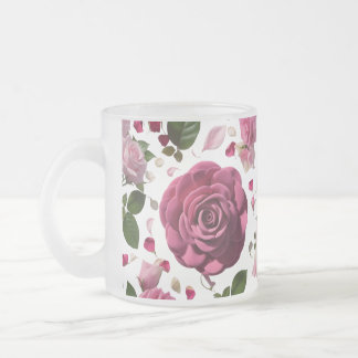 Luxus Magenta-Rosen-Frostglas-Tasse | Premium Mattglastasse