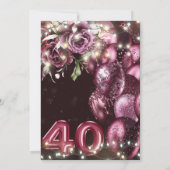 Luxus Magenta Wein Erwachsene 40. Geburtstag Einladung (Rückseite)