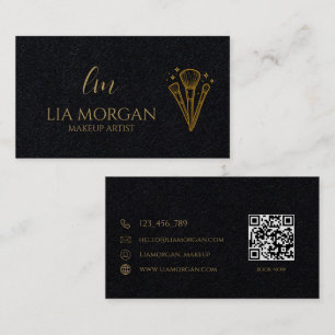 Luxus-Make-up-Artist in Schwarz und Gold Visitenkarte