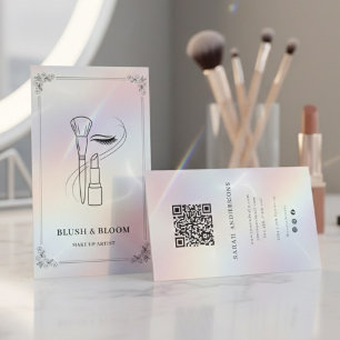 Luxus-Make-up-Artist mit QR-Code Holografisch Visitenkarte