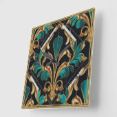 Luxus Malachite Stone Art Deco Quadratische Wanduhr (Winkel)