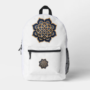 Luxus-Mandala-Kunst mit Schichten - Mitternachtsbl Bedruckter Rucksack