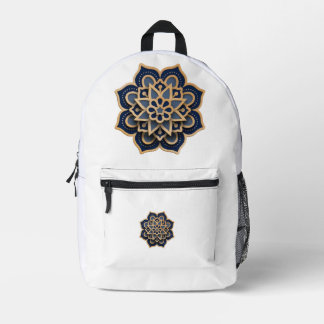 Luxus-Mandala-Kunst mit Schichten - Mitternachtsbl Bedruckter Rucksack