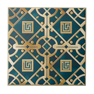 Luxus-Marmor Art Deco griechischer Schlüssel Meerg Fliese