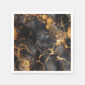 Luxus-Marmor-Effekt aus schwarzem und goldenem Mar Serviette (Vorderseite)