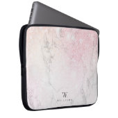 Luxus-Marmor-Glitzer-Monogramm Laptopschutzhülle (Vorne Rechts)