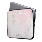 Luxus-Marmor-Glitzer-Monogramm Laptopschutzhülle (Vorderseite Links)