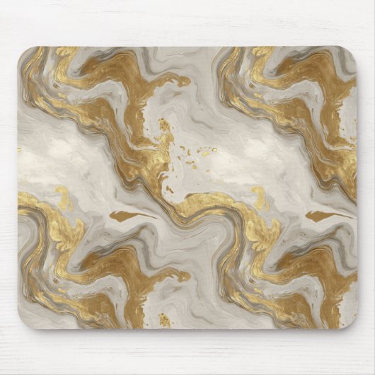 Luxus Marmor Gold Weiß Harmonie Abstrakte Muster Mousepad (Vorne)