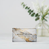 Luxus Marmor Gold Weißer Hintergrund Visitenkarte (Stehend Vorderseite)