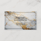 Luxus Marmor Gold Weißer Hintergrund Visitenkarte (Rückseite)