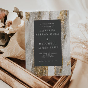 Luxus-Marmor-Goldstriche weiß und grau  Einladung