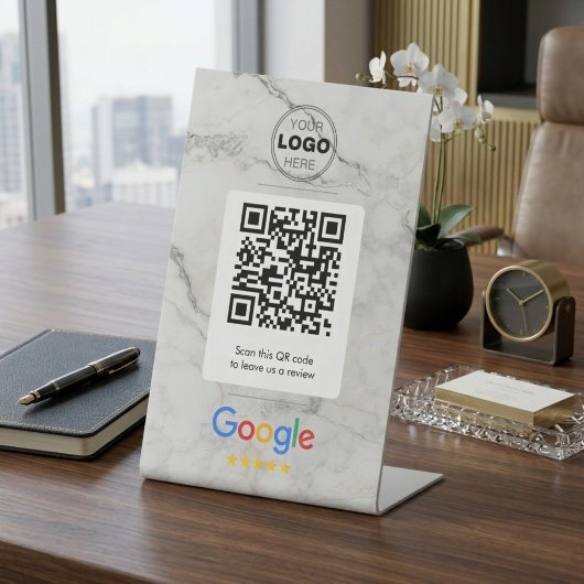 Luxus-Marmor Google-Bewertungs-QR-Code-Schild Sockelschild