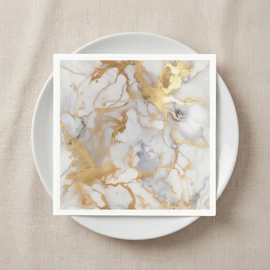 Luxus-Marmor in Weiß und Gold - Napkins-Effekt Serviette