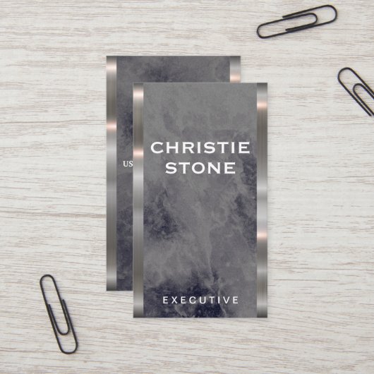 Luxus-Marmor | Metallische Trimm Visitenkarte (Vorderseite/Rückseite Beispiel)