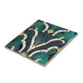 Luxus Marmor Mosaik Art Deco Blaues Gold und Aquam Fliese (Seite)