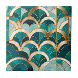 Luxus Marmor Mosaik Art Deco Türkis Blau Gold Fliese