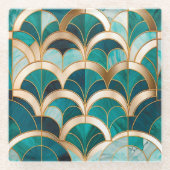 Luxus Marmor Mosaik Art Deco Türkis Blau Gold Glasuntersetzer (Vorderseite)