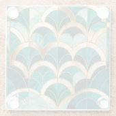 Luxus Marmor Mosaik Art Deco Türkis Blau Gold Glasuntersetzer (Rückseite)