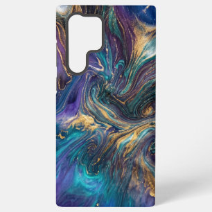 Luxus-Marmor-Samsung-Hülle – Blau Lila Gold Abstra Samsung Galaxy Hülle