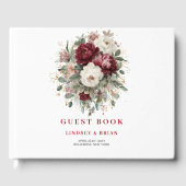 Luxus-Marsala-Blumengrün-Gästebuch Gästebuch (Vorderseite)