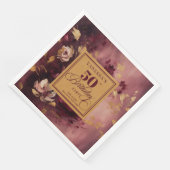 Luxus Marsala Blush Gold Blume 50. Geburtstag Serviette (Ecke)