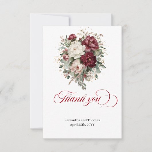 Luxus Marsala Floral Eucalyptus Gold Danke (Vorderseite)