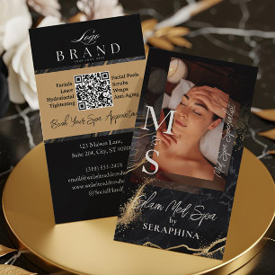 Luxus-Med-Spa-Esthetikerin Schwarz-Gold-Achat Visitenkarte