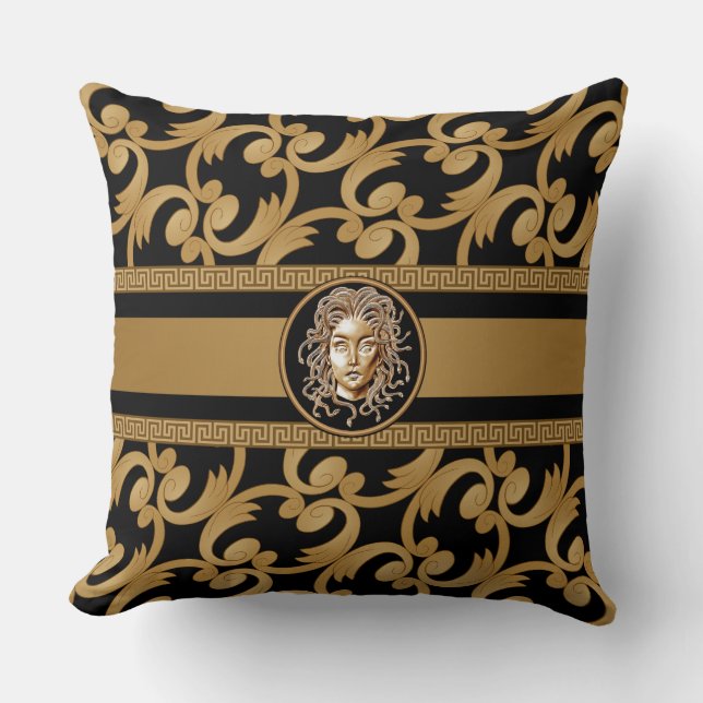 Luxus Medusa Baroque Gold Kissen (Vorderseite)