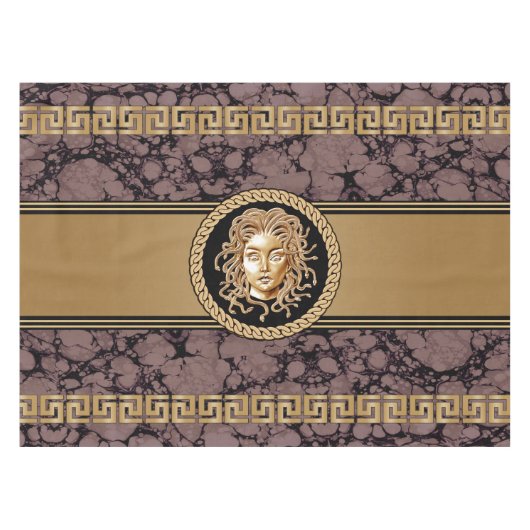 Luxus Medusa Marble & Gold Tischdecke (Vorderseite (Horizontal))