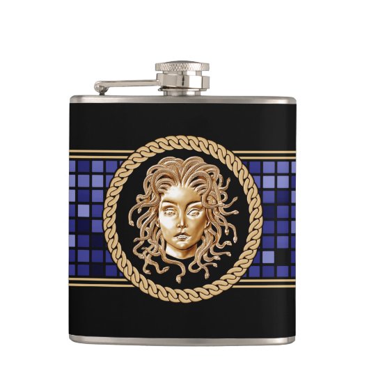 Luxus Medusa Silver Flask Flachmann (Vorderseite)