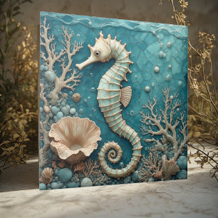 Luxus-Meeres-Pferdchen Ozean Koralle Perle Aquabla Fliese