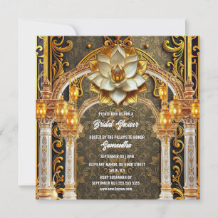 Luxus Mehndi Indischer Tempel Lotus Brautparty Feiertagskarte