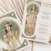 Luxus-Menü Hochzeit Jugendstil von Mucha Einladung