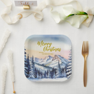 Luxus Merry xmas Bäume Wald Gold Skript Holiday Pappteller