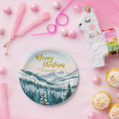 Luxus Merry xmas Bäume Wald Gold Skript Holiday Pappteller (Party)