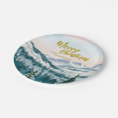 Luxus Merry xmas Bäume Wald Gold Skript Holiday Pappteller (Schrägansicht)