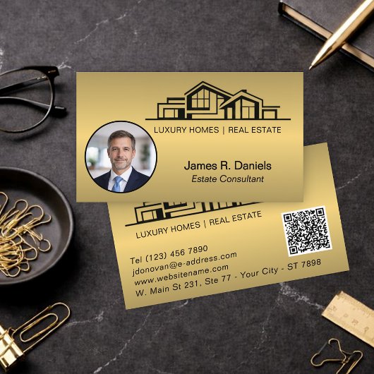 Luxus-Messing-Gold-Immobilien-Chic-Profis Visitenkarte