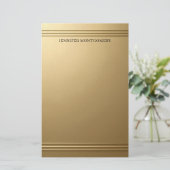 Luxus-Metallgold-Prägung Profi Briefpapier (Stehend Vorderseite)