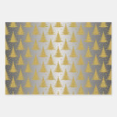Luxus Metallic Gold Silver Weihnachtsbaummuster Geschenkpapier Set (Vorderseite)