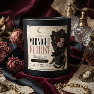 Luxus-Midnight-Florist-Kerzenlabel   Elegant  Quadratischer Aufkleber