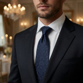 Luxus-Midnight-Navy-Seiden-Jacquard-Barock-Damasku Krawatte