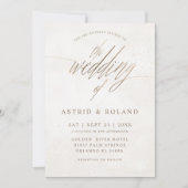 Luxus-Minimal-Gold- und Beige-QR-Code-Hochzeit Einladung (Vorderseite)