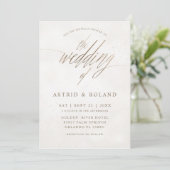 Luxus-Minimal-Gold- und Beige-QR-Code-Hochzeit Einladung (Stehend Vorderseite)