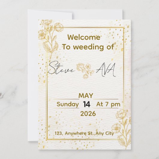 Luxus-Minimal-Goldene Hochzeitseinladung Einladung (Vorderseite)